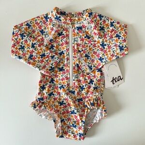 NWT Tea Collection 6-9 month floral swimsuit/rashguard